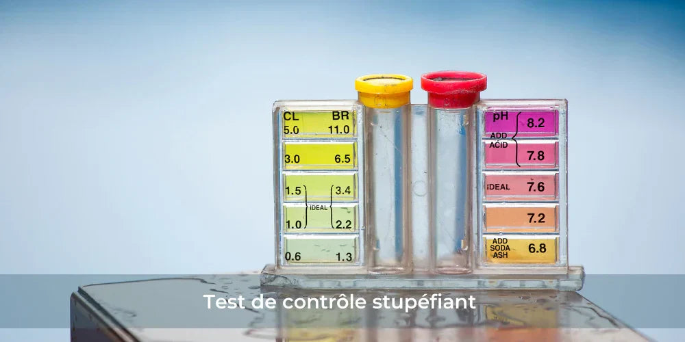 Kit de test contrôle drogue avec tubes et indicateurs colorés.
