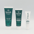Lot de 3 cosmétiques Breezh® : crème anti-âge, sérum anti-pollution et contour des yeux au CBD et algues. Soin naturel français pour peau éclatante.