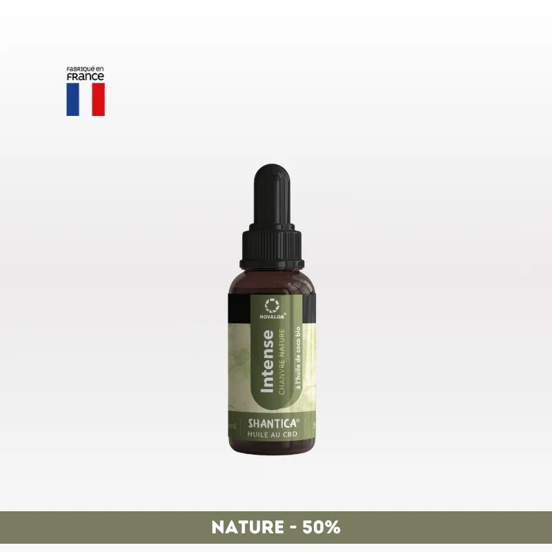 Huile CBD l’intense Spectre complet NOVALOA 50% fabriquée en France. Idéale pour soulager stress, douleurs et troubles du sommeil.