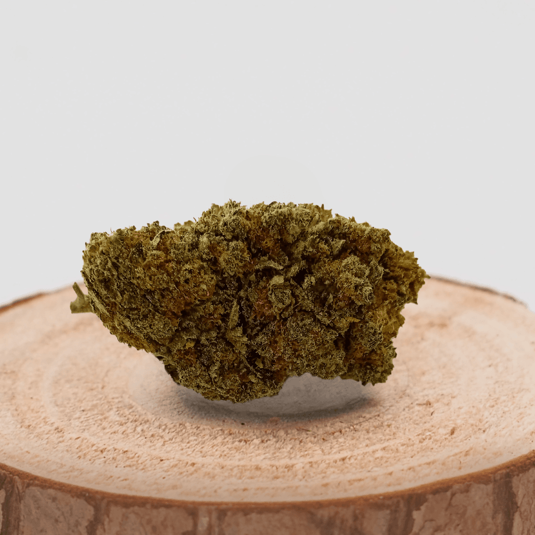 Fleur de CBD LEMON MERINGUE sur socle en bois