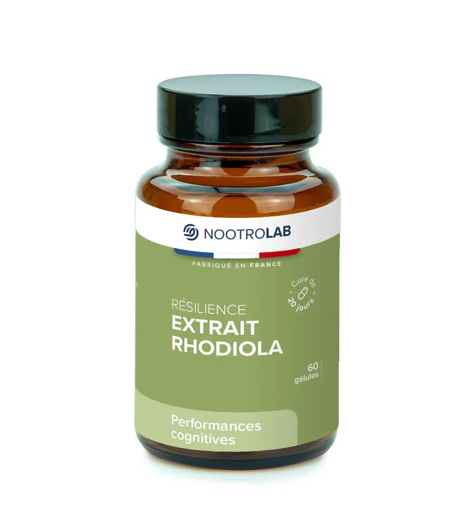Complément Rhodiola Nootrolab 60 gélules pour la résilience au stress et l'équilibre émotionnel. Formule naturelle pour énergie et concentration.
