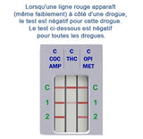 Test Salivaire Multi-Drogues NarcoCheck® avec zones de résultats pour dépistage rapide de 5 drogues majeures. Langue d'absorption incluse.