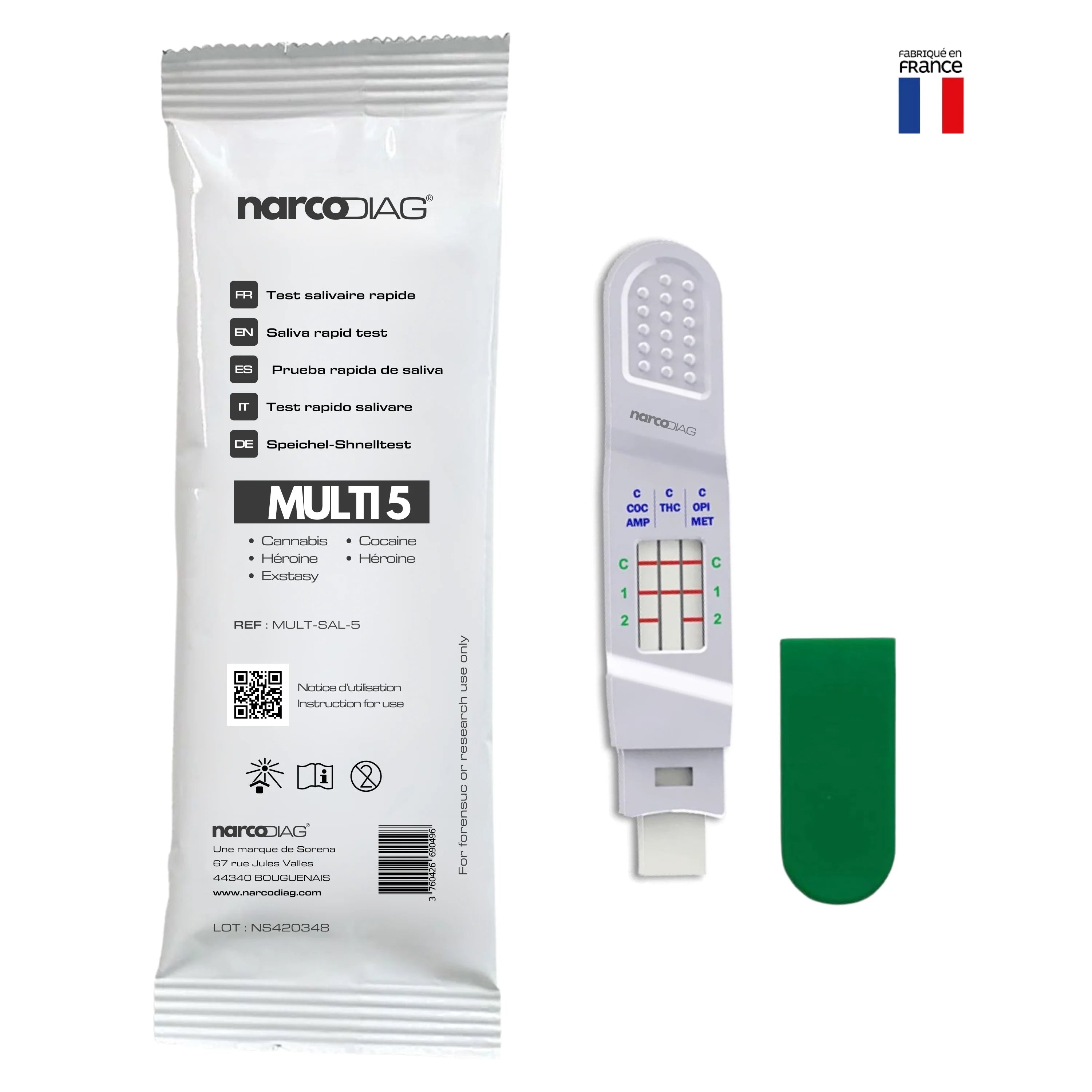 10 Tests salivaire 5 Drogues Narcodiag®