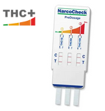 Test de cannabis NarcoCheck avec pré-dosage urinaire, affichant des niveaux de THC pour des résultats rapides et précis en 5 minutes.