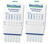 Test urinaire NarcoCheck® Multi-Drogues (12 en 1) avec affichage recto et verso, conçu pour un dépistage rapide et fiable des substances psychoactives.