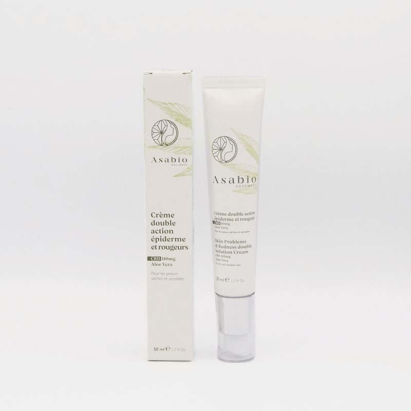 CRÈME DOUBLE ACTION EPIDERME & ROUGEURS AU CBD | ASABIO® Soin de la peau Herbalcura France 