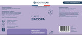 Étiquette du flacon Clarté Bacopa Nootrolab, supplément ayurvédique pour améliorer la mémoire et les capacités cognitives.