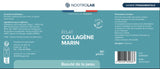 Étiquette du Collagène Marin Éclat Nootrolab, détails ingrédients, posologie et informations nutritionnelles pour soin peau et articulations.