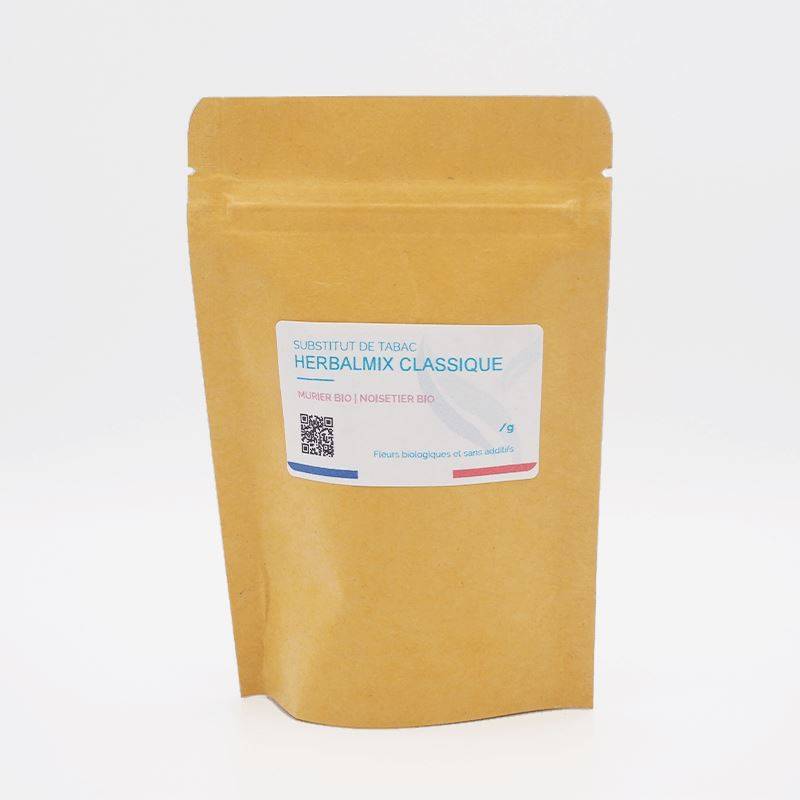 Sachet de SUBSTITUT TABAC FLORAL Herbalmix' Classic pour arrêter la consommation de tabac, mélange de fleurs biologiques non addictives.