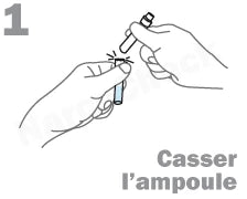 Illustration montrant comment casser l'ampoule pour le Test Cannabis vs CBD NarcoCheck, étape essentielle pour un résultat rapide en 3 minutes.