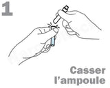 Illustration montrant comment casser l'ampoule pour le Test Cannabis vs CBD NarcoCheck, étape essentielle pour un résultat rapide en 3 minutes.