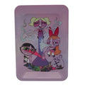 Plateau à rouler en acier avec design coloré et personnages animés, idéal pour le rangement et les accessoires liés aux produits CBD.