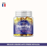 Gélules liquides anti-stress Shantipop Novaloa avec CBD, rhodiola et mélisse, 1500mg, spectre complet, fabriqué en France.