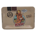 Plateau à rouler en acier design RAW avec illustration vintage et slogan 'The Natural Way to Roll'. Idéal pour les amateurs de produits CBD.